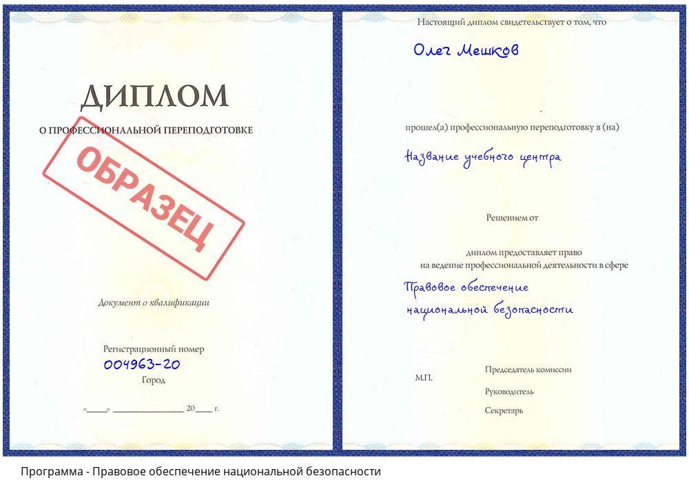 Правовое обеспечение национальной безопасности Югорск