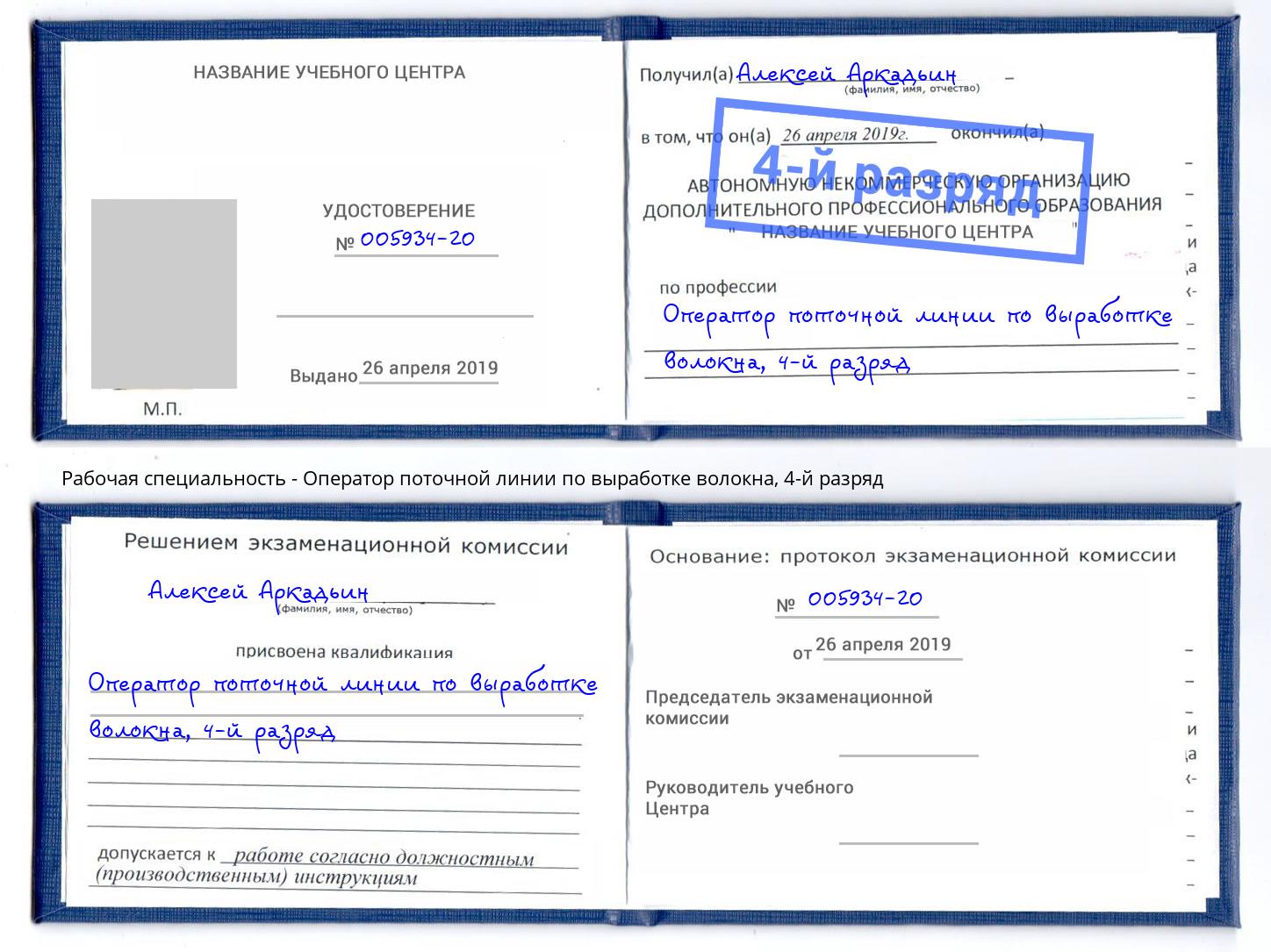 корочка 4-й разряд Оператор поточной линии по выработке волокна Югорск