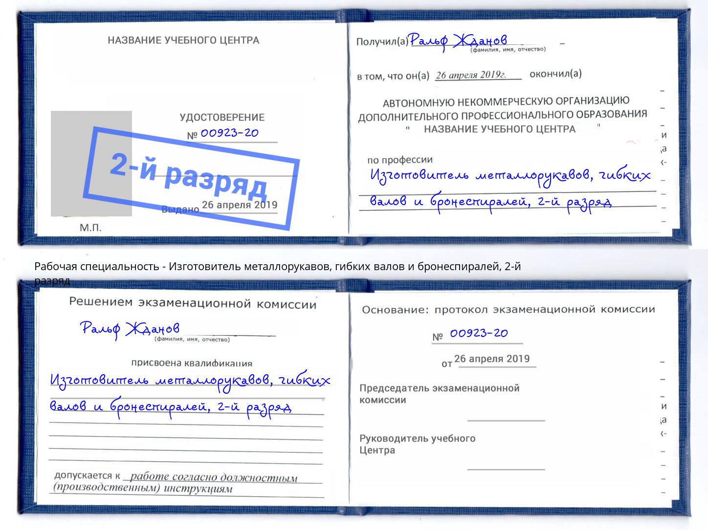 корочка 2-й разряд Изготовитель металлорукавов, гибких валов и бронеспиралей Югорск